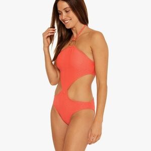 Trina Turk Orange One Piece Asymmetrical Swimsuit